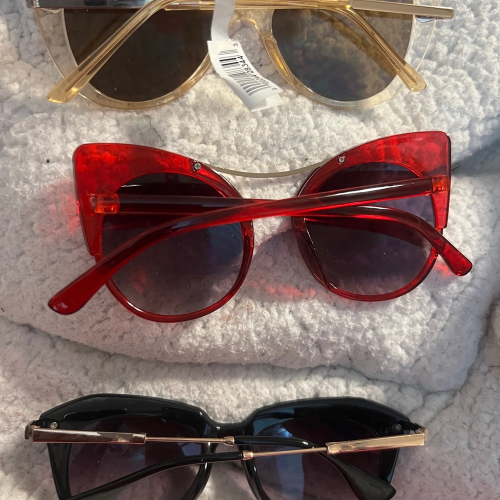 Three Stylish Sunglasses Trio - Red, Black, Gold
